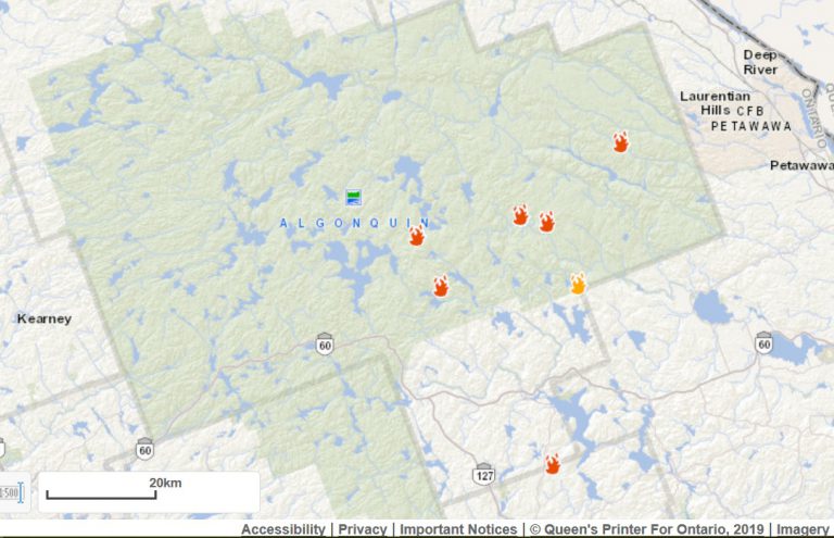 Six Forest Fires Burning in Algonquin Park