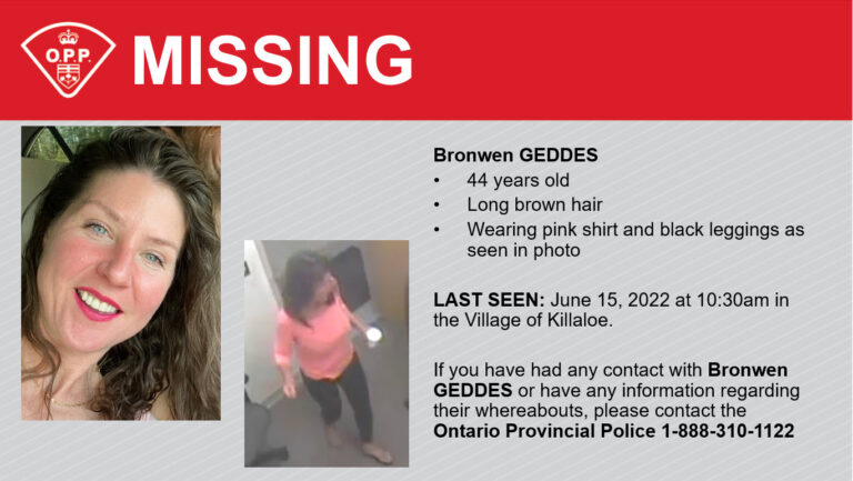 Missing person last seen in Killaloe sought by OPP