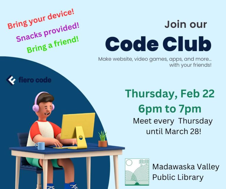 Code Club starts this week at the Barrys Bay library 