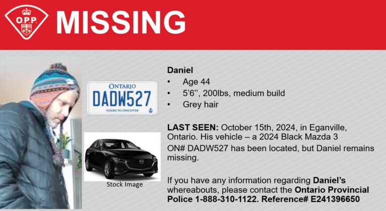  OPP search for missing man last seen in Eganville 