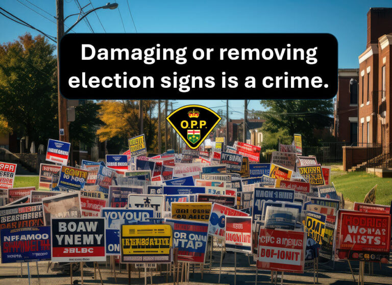 Tampering with election signs is a crime say OPP